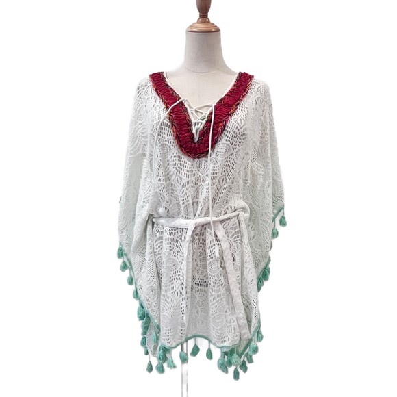 Shop & Co Swimsuit Cover-Up Crochet Fringed Belted Large Summer Vacation - Picture 1 of 8